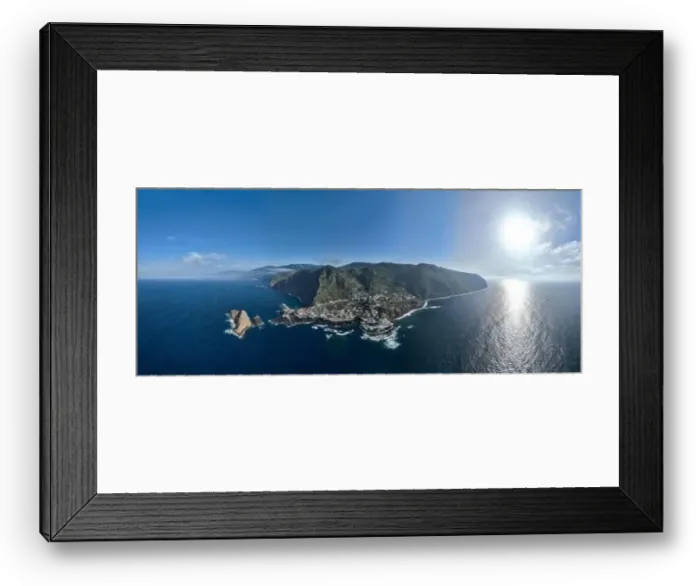 Framed Print : Aerial view of Porto Moniz with volcanic lava swimming pools Framed Print : Aerial view of Porto Moniz with volcanic lava swimming pools
