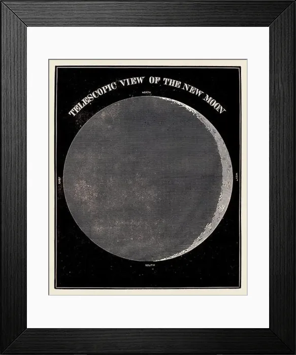 Framed Print : Antique astronomy illustration. The Moon. Circa 1850 Framed Print : Antique astronomy illustration. The Moon. Circa 1850