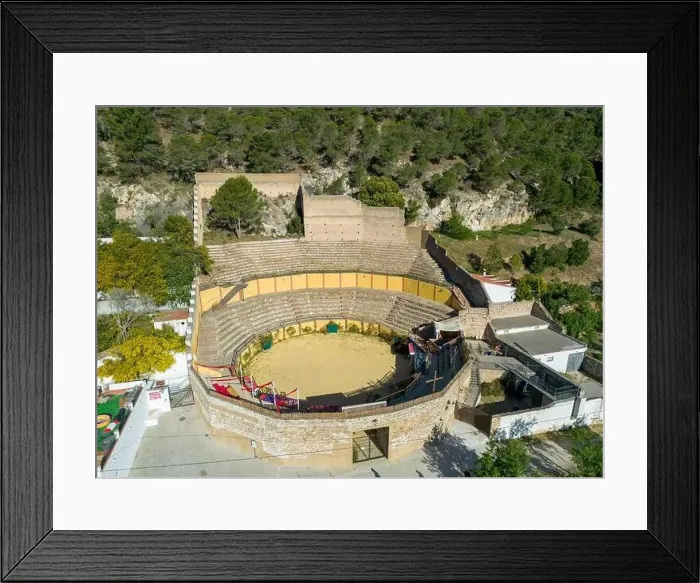 Framed Print : aerial view of the bullring in the municipality of Carratraca, Andalusia Framed Print : aerial view of the bullring in the municipality of Carratraca, Andalusia