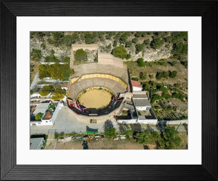 Framed Print : aerial view of the bullring in the municipality of Carratraca, Andalusia Framed Print : aerial view of the bullring in the municipality of Carratraca, Andalusia