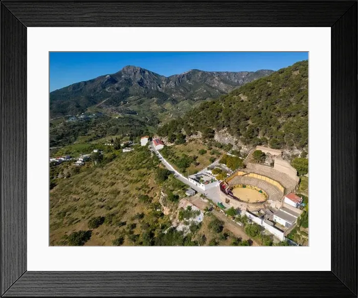 Framed Print : aerial view of the bullring in the municipality of Carratraca, Andalusia Framed Print : aerial view of the bullring in the municipality of Carratraca, Andalusia