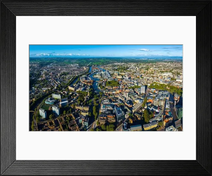 Framed Print : Aerial view of central Bristol in sunny morning, England Framed Print : Aerial view of central Bristol in sunny morning, England