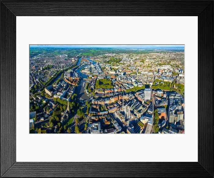Framed Print : Aerial view of central Bristol in sunny morning, England Framed Print : Aerial view of central Bristol in sunny morning, England