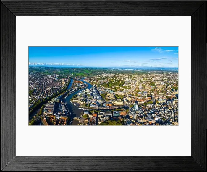 Framed Print : Aerial view of central Bristol in sunny morning, England Framed Print : Aerial view of central Bristol in sunny morning, England