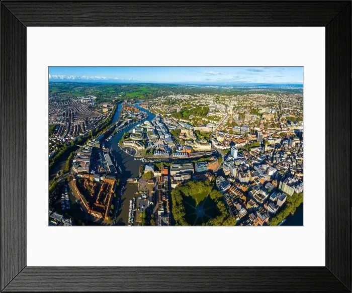 Framed Print : Aerial view of central Bristol in sunny morning, England Framed Print : Aerial view of central Bristol in sunny morning, England