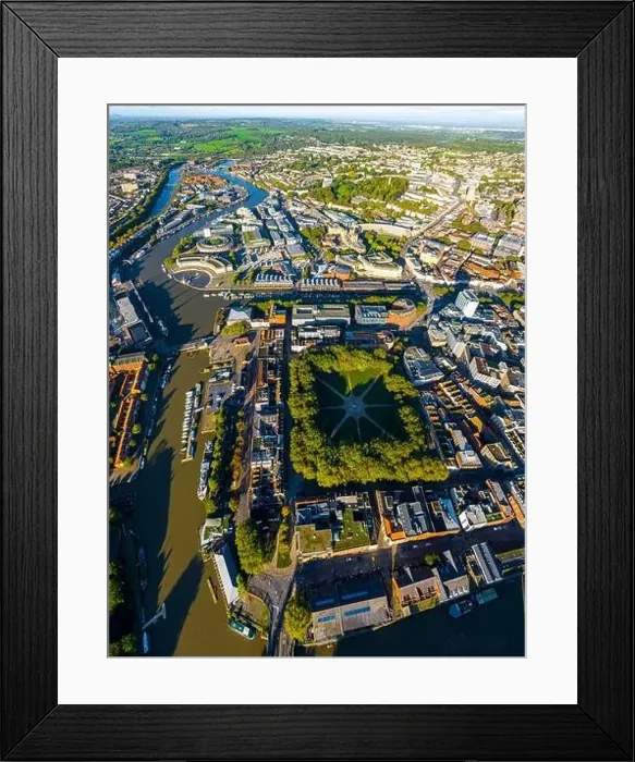 Framed Print : Aerial view of central Bristol in sunny morning, England Framed Print : Aerial view of central Bristol in sunny morning, England