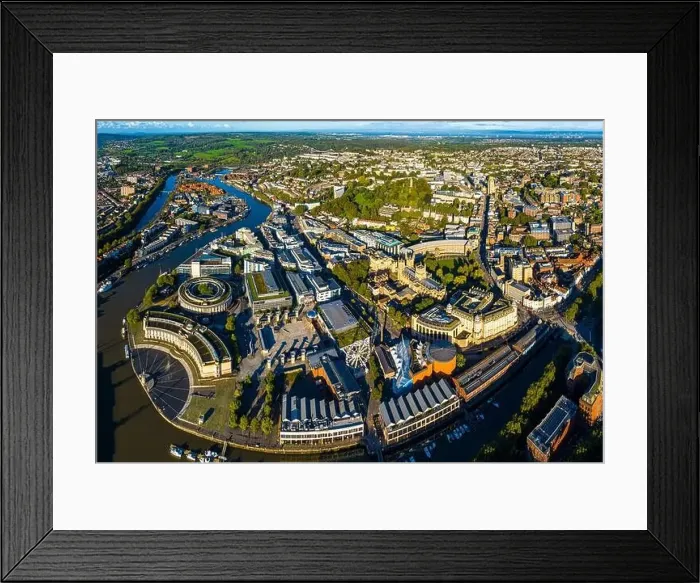Framed Print : Aerial view of central Bristol in sunny morning, England Framed Print : Aerial view of central Bristol in sunny morning, England