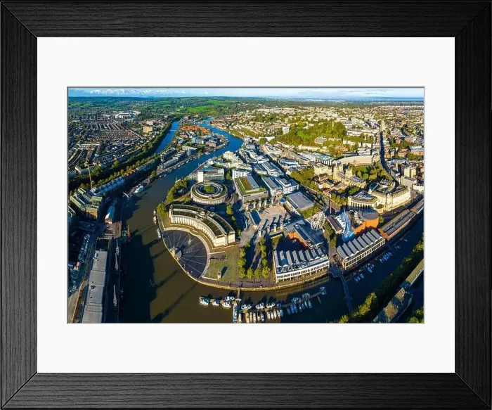 Framed Print : Aerial view of central Bristol in sunny morning, England Framed Print : Aerial view of central Bristol in sunny morning, England