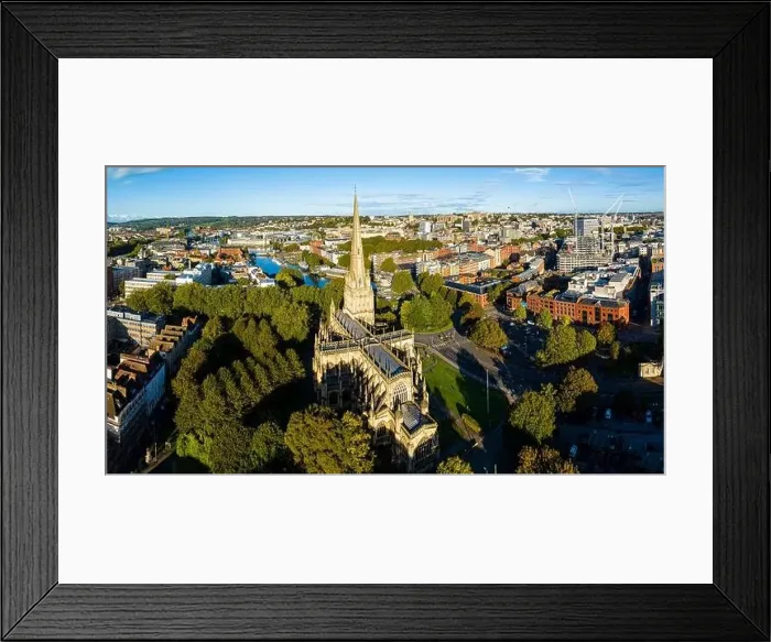 Framed Print : Aerial view of central Bristol in sunny morning, England Framed Print : Aerial view of central Bristol in sunny morning, England