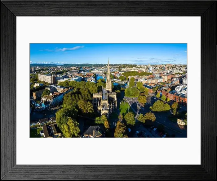 Framed Print : Aerial view of central Bristol in sunny morning, England Framed Print : Aerial view of central Bristol in sunny morning, England