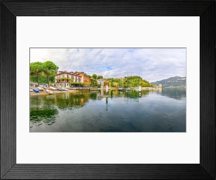 Framed Print : Landscape with Pescallo village, Bellagio town at Como lake region, Italy Framed Print : Landscape with Pescallo village, Bellagio town at Como lake region, Italy