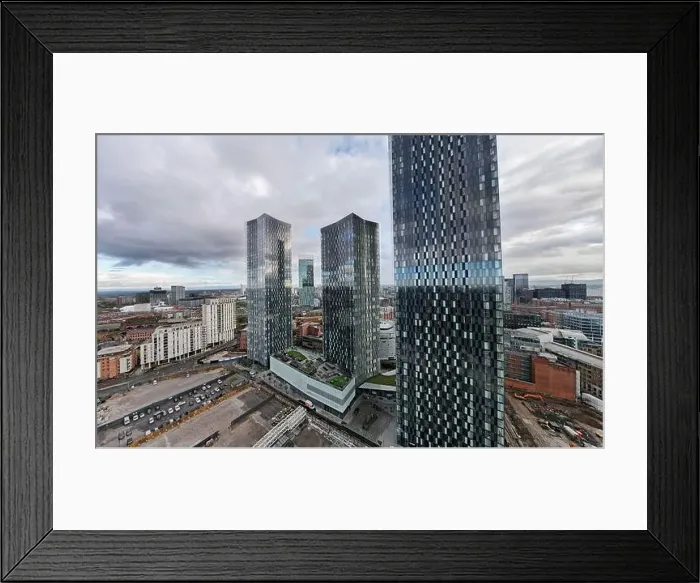 Framed Print : Manchester City Centre Drone Aerial View Above Building Work Skyline Construction Blue Sky 2023 Deansgate Framed Print : Manchester City Centre Drone Aerial View Above Building Work Skyline Construction Blue Sky 2023 Deansgate