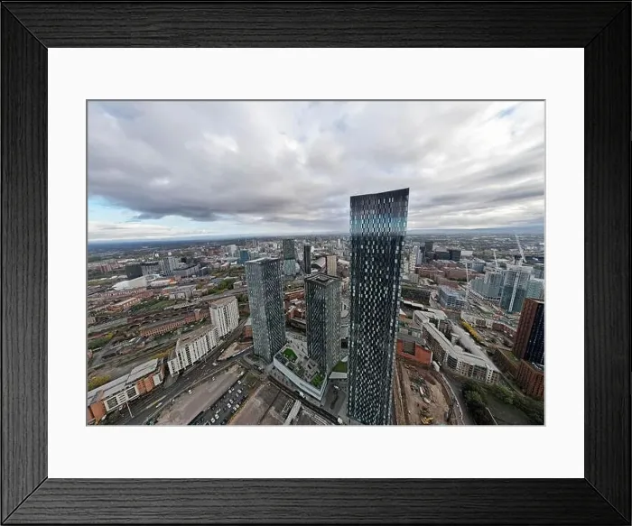 Framed Print : Manchester City Centre Drone Aerial View Above Building Work Skyline Construction Blue Sky 2023 Deansgate Framed Print : Manchester City Centre Drone Aerial View Above Building Work Skyline Construction Blue Sky 2023 Deansgate