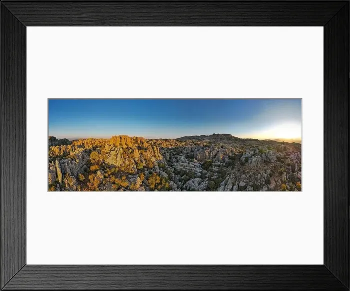 Framed Print : Unreal rock formation and landscape of Torcal de Antequera in Malaga, Andalusia, Spain. Aerial drone View