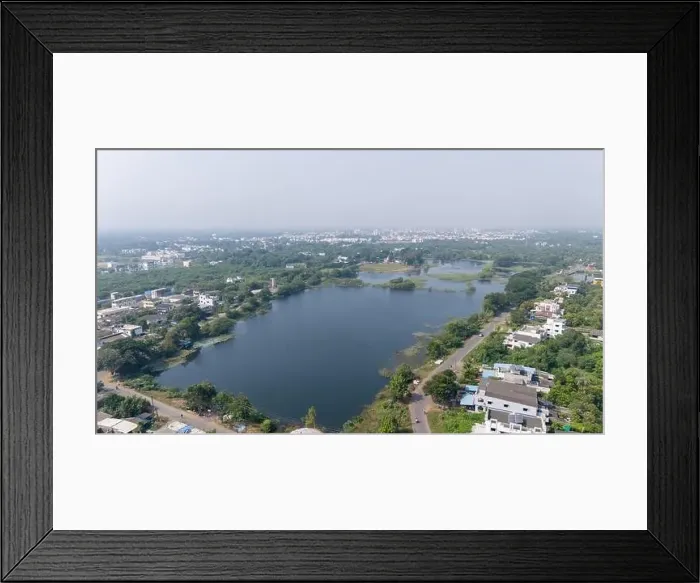 Framed Print : Beautiful Aerial View of Square lake. Aerial photography with drone.default Framed Print : Beautiful Aerial View of Square lake. Aerial photography with drone.default