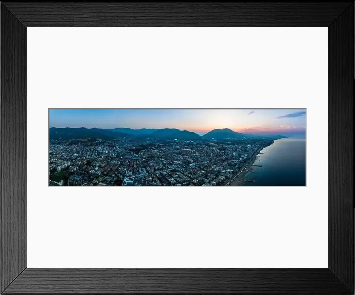 Framed Print : Sunrise over Alanya Beach from a drone, Turkish Riviera on Mediterranean Coast, Antalya, Turkey Framed Print : Sunrise over Alanya Beach from a drone, Turkish Riviera on Mediterranean Coast, Antalya, Turkey