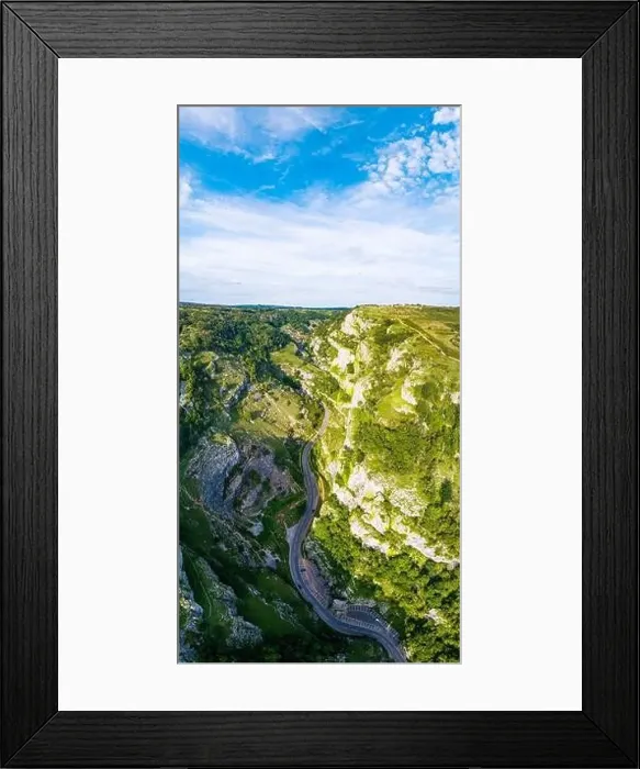 Framed Print : Panorama of Cliff Road in Cheddar Gorge and Caves, Cheddar Gorge, Somerset, England Framed Print : Panorama of Cliff Road in Cheddar Gorge and Caves, Cheddar Gorge, Somerset, England