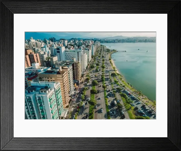 Framed Print : Aerial view of Florianopolis center. Urban view of architectural landscape Framed Print : Aerial view of Florianopolis center. Urban view of architectural landscape