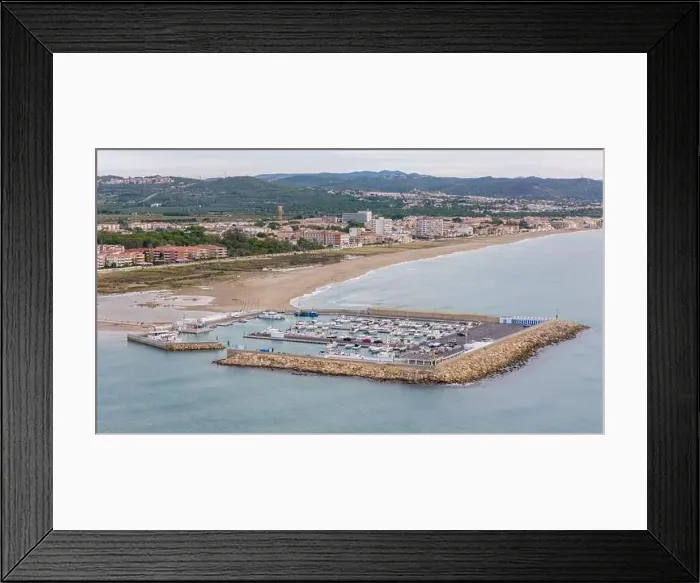 Framed Print : Aerial drone photo of the marina in the Spanish coastal town named Coma-Ruga in Tarragona Framed Print : Aerial drone photo of the marina in the Spanish coastal town named Coma-Ruga in Tarragona