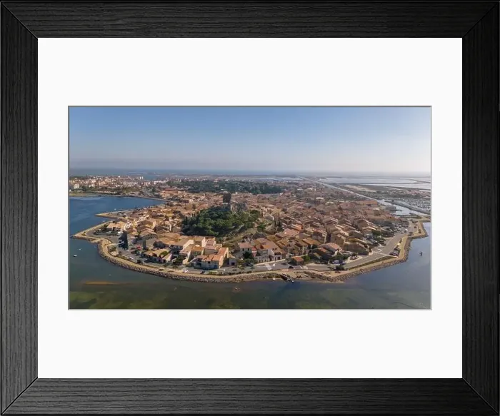 Framed Print : Aerial drone photo of the French coastal town named Gruissan