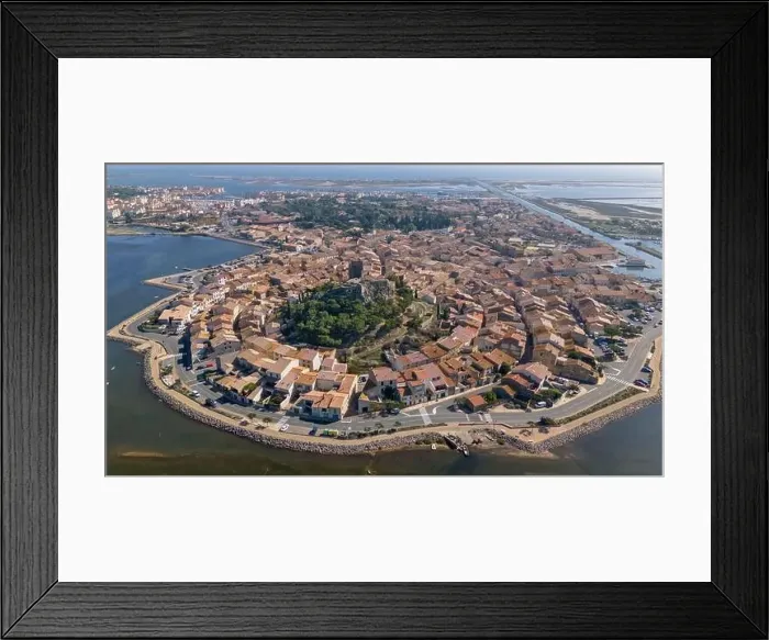 Framed Print : Aerial drone photo of the French coastal town named Gruissan Framed Print : Aerial drone photo of the French coastal town named Gruissan