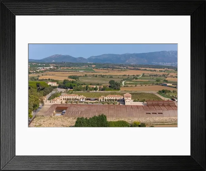 Framed Print : Aerial drone photo of a wine house in the country side of Spain, near the village of Peralada Framed Print : Aerial drone photo of a wine house in the country side of Spain, near the village of Peralada