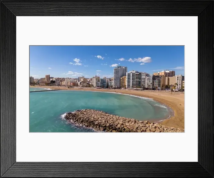 Framed Print : Aerial drone view on the coastal town of Vinaros in the province of Castellon Framed Print : Aerial drone view on the coastal town of Vinaros in the province of Castellon
