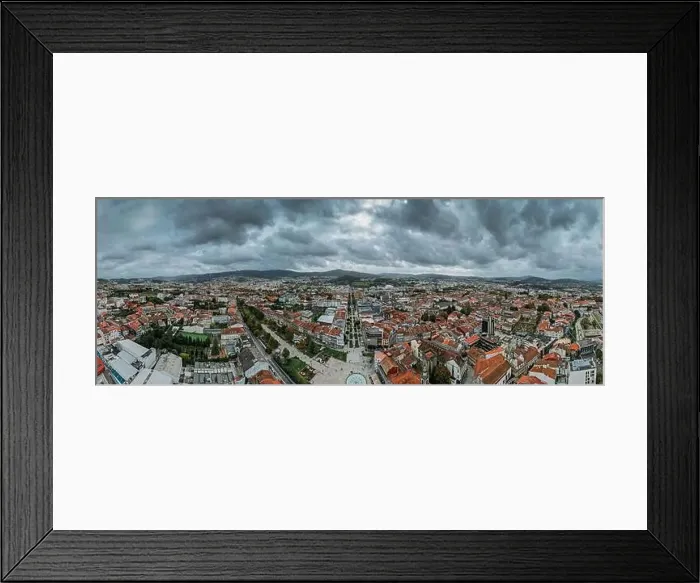 Framed Print : Aerial drone view of historic city of Braga in northern Portugal Framed Print : Aerial drone view of historic city of Braga in northern Portugal