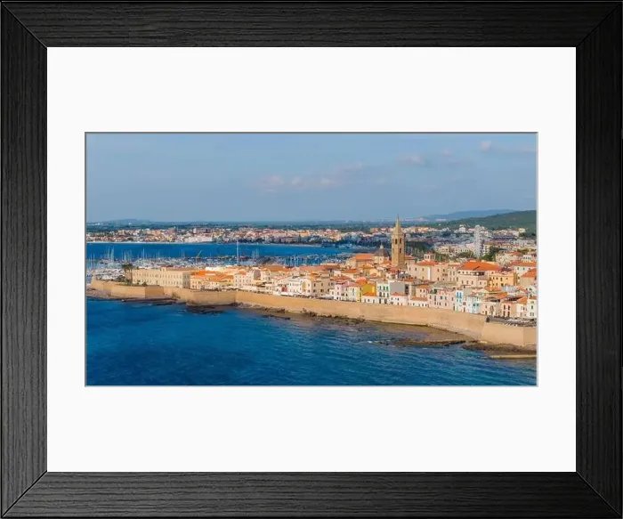 Framed Print : Aerial view of the old town of Alghero in Sardinia Framed Print : Aerial view of the old town of Alghero in Sardinia