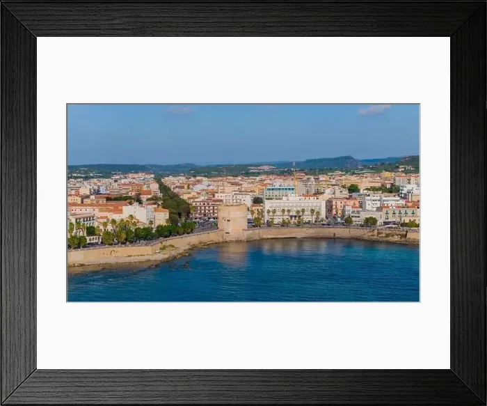 Framed Print : Aerial view of the old town of Alghero in Sardinia Framed Print : Aerial view of the old town of Alghero in Sardinia