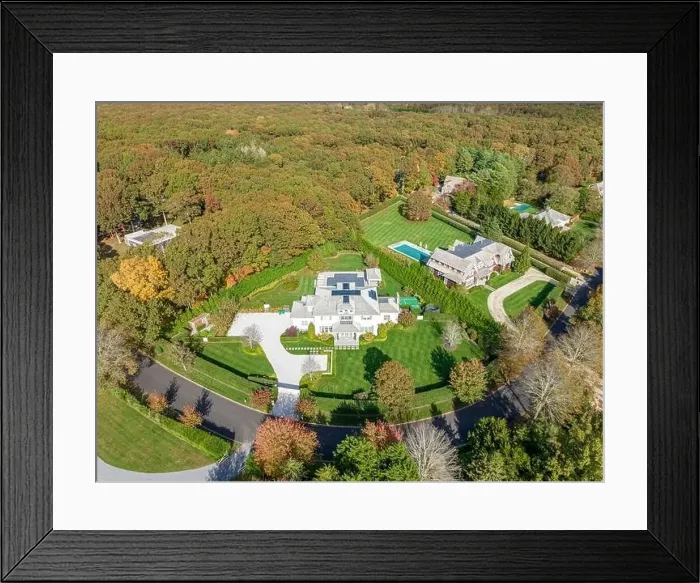 Framed Print : arial view of a home at 14 ranch court, sagaponack, ny