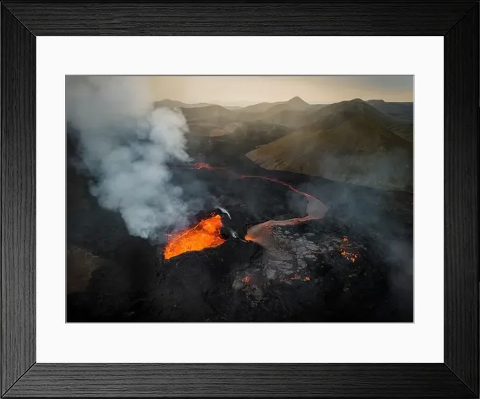 Framed Print : Drone aerial photo of Icelands 2023 Iceland Volcano Eruption