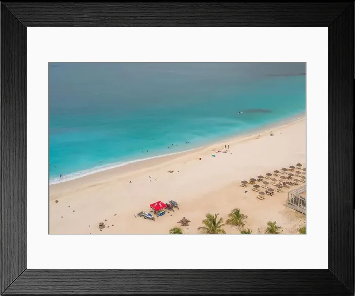 Framed Print : Aerial view of turquoise Laginha beach with white sand in Mindelo city in Sao Vicente Island in Cape Verde Framed Print : Aerial view of turquoise Laginha beach with white sand in Mindelo city in Sao Vicente Island in Cape Verde