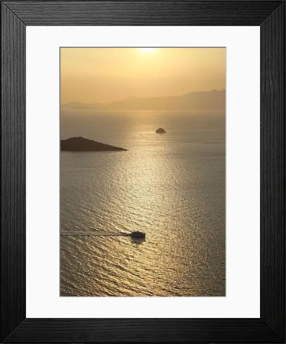 Framed Print : Seaside town of Turgutreis and spectacular sunsets. aerial view of islands and sea Framed Print : Seaside town of Turgutreis and spectacular sunsets. aerial view of islands and sea