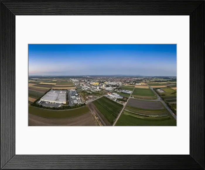 Framed Print : Drone panorama over German village Griesheim near Darmstadt in southern Hesse in the evening during sunset Framed Print : Drone panorama over German village Griesheim near Darmstadt in southern Hesse in the evening during sunset