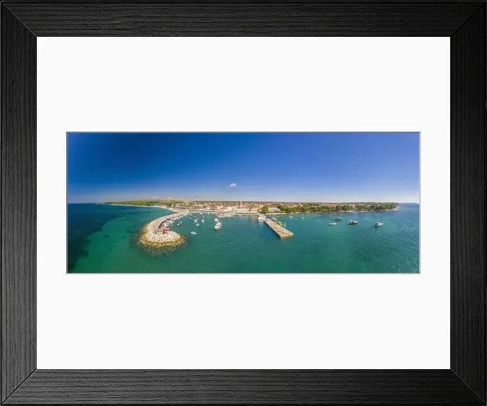 Framed Print : Panoramic aerial drone picture over the Istrian town of Fazana with harbour during daytime Framed Print : Panoramic aerial drone picture over the Istrian town of Fazana with harbour during daytime