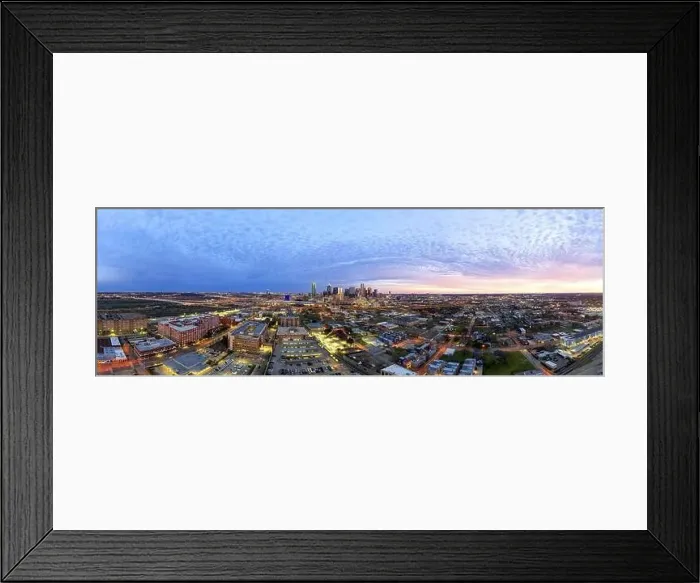 Framed Print : Panoramic picture of the Dallas skyline in morning sun Framed Print : Panoramic picture of the Dallas skyline in morning sun