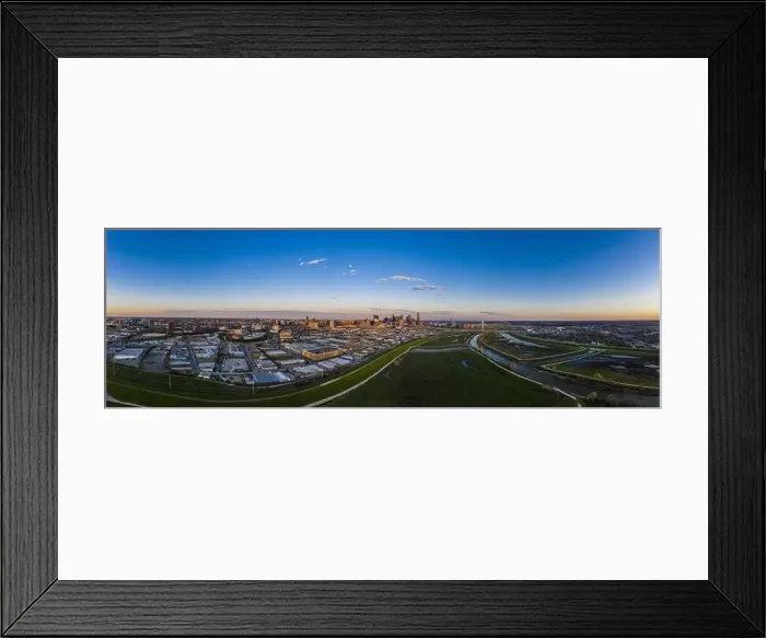 Framed Print : Panoramic aerial drone picture of Dallas skyline and Trammel Crow Park at sunset Framed Print : Panoramic aerial drone picture of Dallas skyline and Trammel Crow Park at sunset