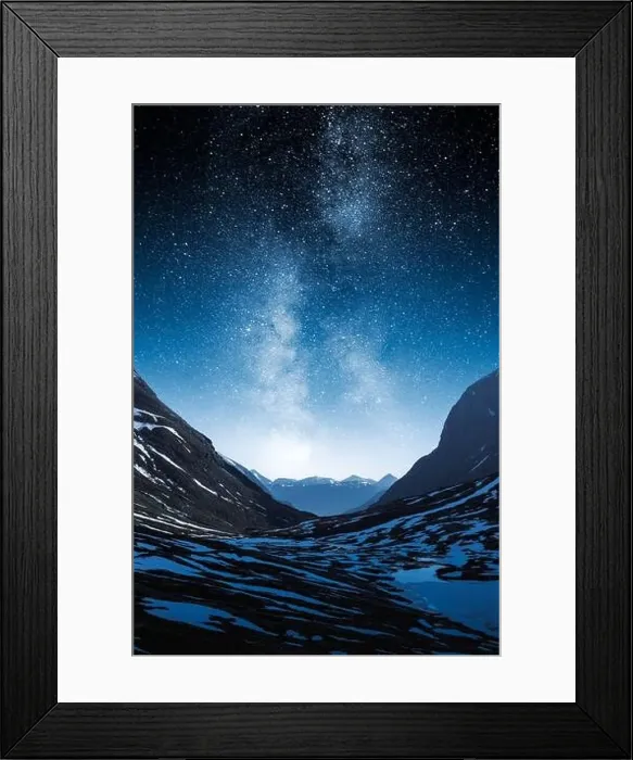 Framed Print : Stunning Milky Way Galaxy and Majestic Mountain Range Under a Starry Night Sky Framed Print : Stunning Milky Way Galaxy and Majestic Mountain Range Under a Starry Night Sky