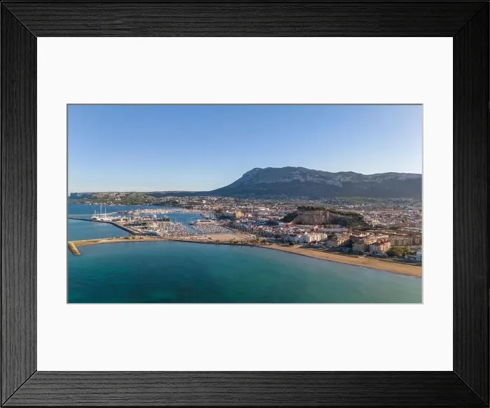 Framed Print : Aerial drone view of the coastal town named Denia Framed Print : Aerial drone view of the coastal town named Denia