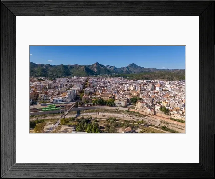 Framed Print : Aerial drone photo of the city centre of Gandia in Spain Framed Print : Aerial drone photo of the city centre of Gandia in Spain