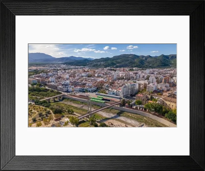 Framed Print : Aerial drone photo of the city centre of Gandia in Spain Framed Print : Aerial drone photo of the city centre of Gandia in Spain