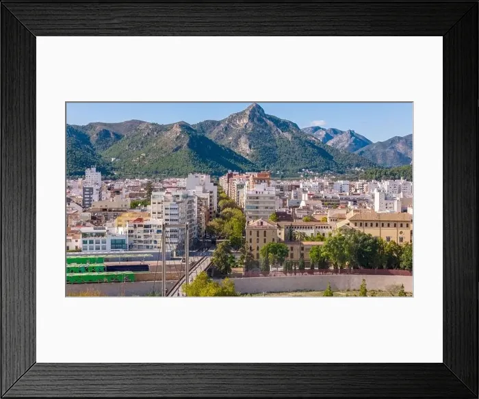 Framed Print : Aerial drone photo of the city centre of Gandia in Spain Framed Print : Aerial drone photo of the city centre of Gandia in Spain