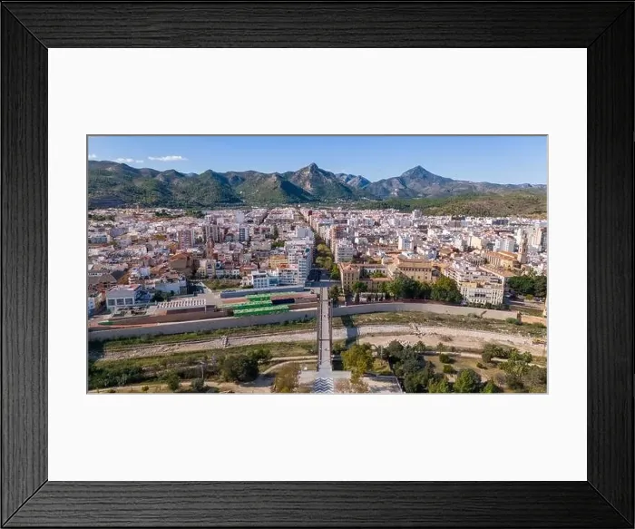 Framed Print : Aerial drone photo of the city centre of Gandia in Spain Framed Print : Aerial drone photo of the city centre of Gandia in Spain