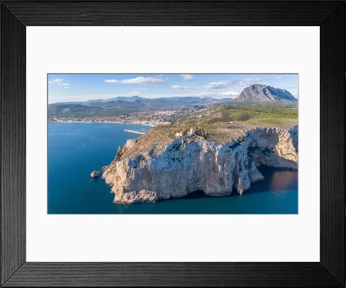 Framed Print : Aerial drone photo of the lighthouse on the cliffs of Cap de Sant Antoni Framed Print : Aerial drone photo of the lighthouse on the cliffs of Cap de Sant Antoni