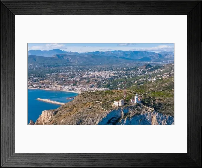 Framed Print : Aerial drone photo of the lighthouse on the cliffs of Cap de Sant Antoni Framed Print : Aerial drone photo of the lighthouse on the cliffs of Cap de Sant Antoni