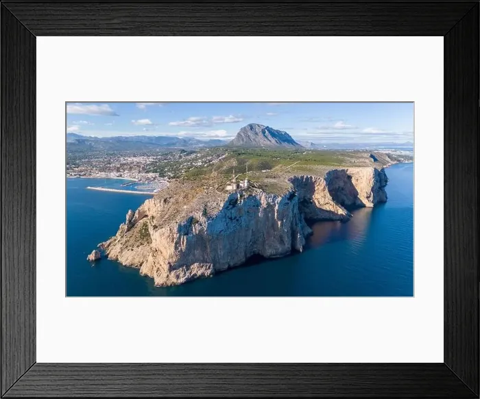 Framed Print : Aerial drone photo of the lighthouse on the cliffs of Cap de Sant Antoni Framed Print : Aerial drone photo of the lighthouse on the cliffs of Cap de Sant Antoni