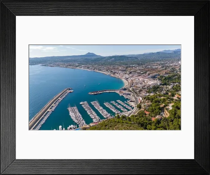 Framed Print : Aerial drone photo of the bay and coastal town of Xabia / Javea in the Costa Blanca, Spain Framed Print : Aerial drone photo of the bay and coastal town of Xabia / Javea in the Costa Blanca, Spain