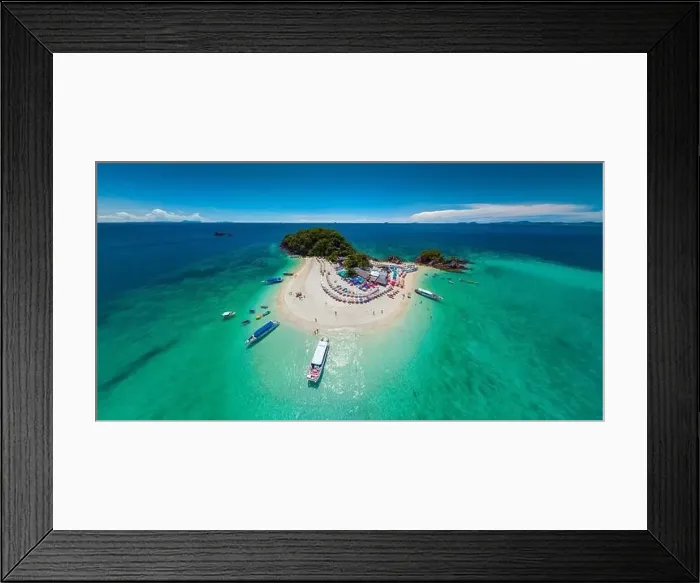 Framed Print : Koh Khai island panorama, Aerial drone view beautiful coral reefs and white sand beach, Phuket, Thailand Framed Print : Koh Khai island panorama, Aerial drone view beautiful coral reefs and white sand beach, Phuket, Thailand