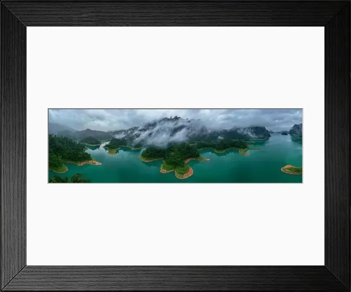 Framed Print : Aerial drone view of island on the lake, tropical Mountain peak, Khao Sok National Park, Thailand Framed Print : Aerial drone view of island on the lake, tropical Mountain peak, Khao Sok National Park, Thailand